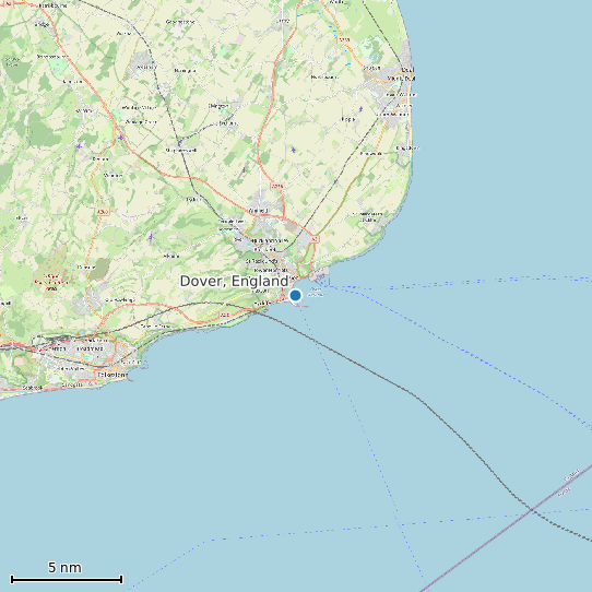Map of Dover, England Tide Prediction Station
