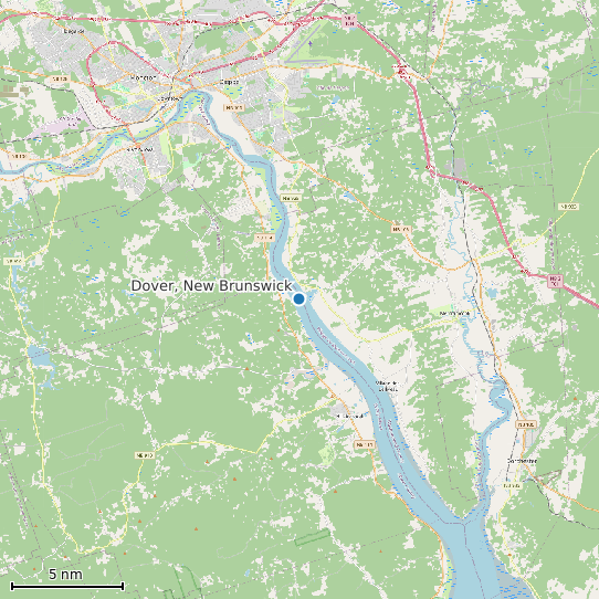 Map of Dover, New Brunswick Tide Prediction Station