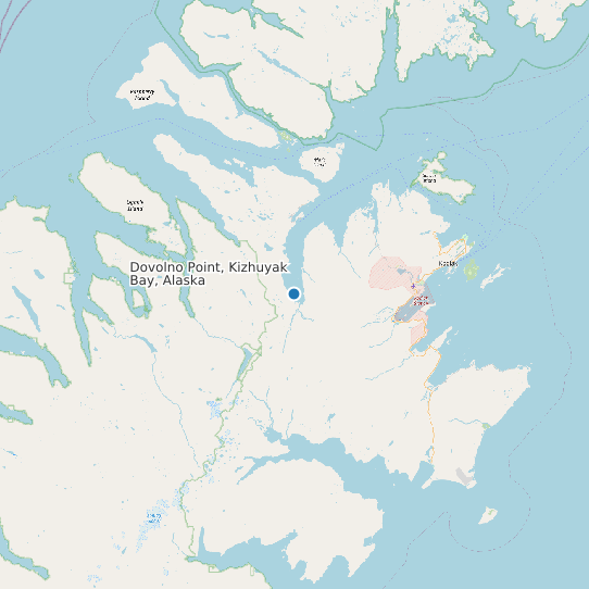 Dovolno Point, Kizhuyak Bay, Alaska map
