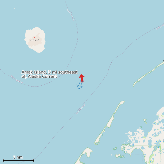 Map of Amak Island, 5 mi southeast of, Alaska Current Prediction Station