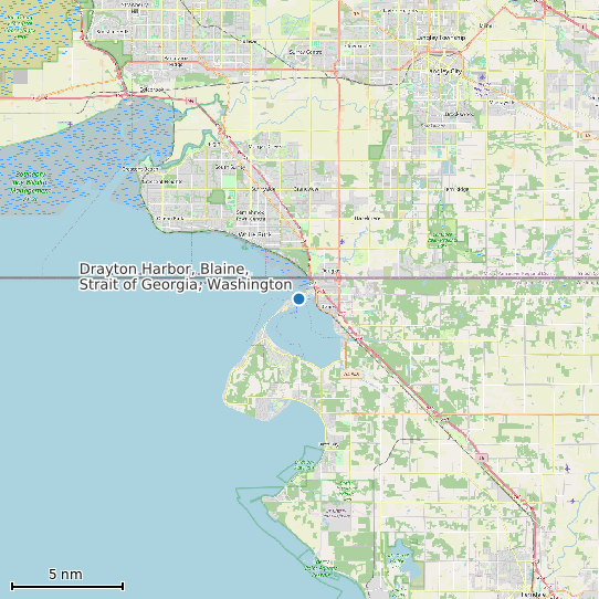 Map of Drayton Harbor, Blaine, Strait of Georgia, Washington Tide Prediction Station