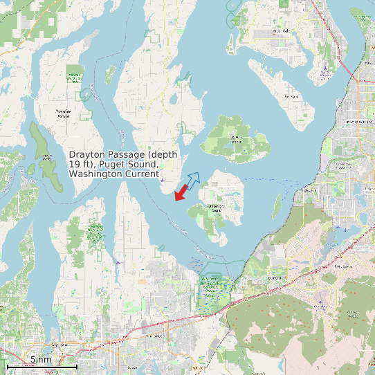 Map of Drayton Passage (depth 19 ft), Puget Sound, Washington Current Prediction Station