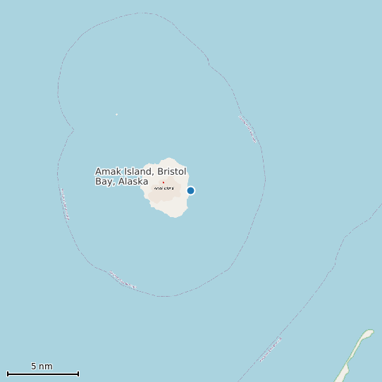 Map of Amak Island, Bristol Bay, Alaska Tide Prediction Station