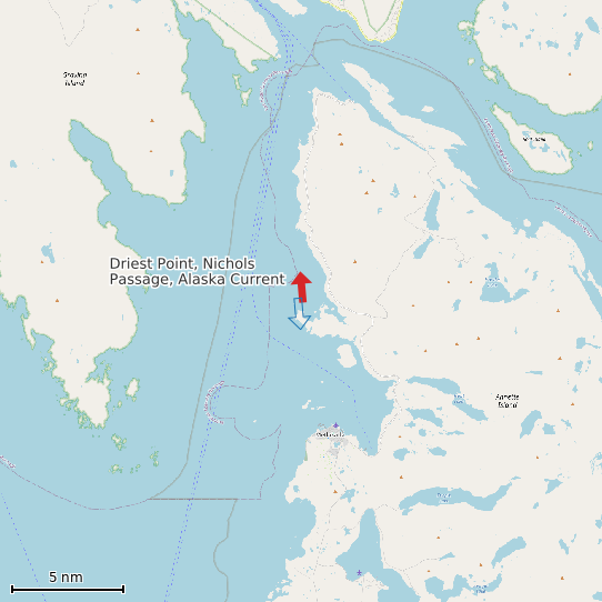 Map of Driest Point, Nichols Passage, Alaska Current Prediction Station