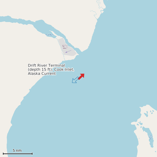 Map of Drift River Terminal (depth 15 ft), Cook Inlet, Alaska Current Prediction Station