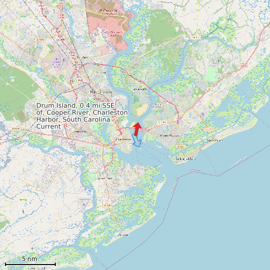 Map of Drum Island, 0.4 mi SSE of, Cooper River, Charleston Harbor, South Carolina Current Prediction Station