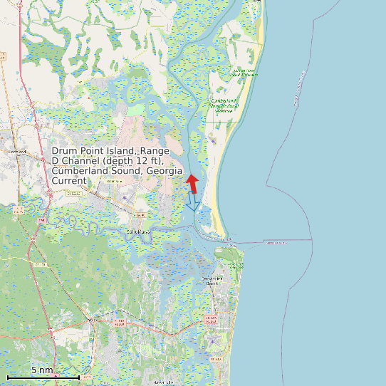 Map of Drum Point Island, Range D Channel (depth 12 ft), Cumberland Sound, Georgia Current Prediction Station