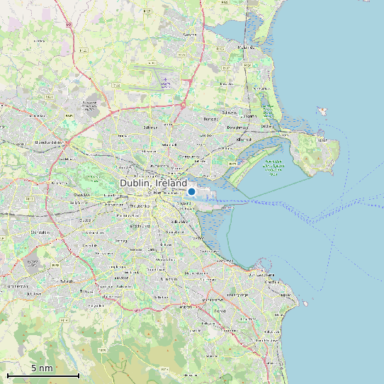 Map of Dublin, Ireland Tide Prediction Station