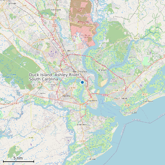 Map of Duck Island, Ashley River, South Carolina Tide Prediction Station