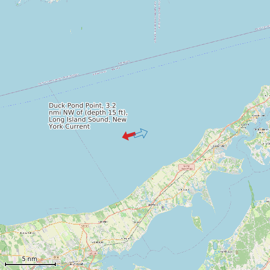 Map of Duck Pond Point, 3.2 nmi NW of (depth 15 ft), Long Island Sound, New York Current Prediction Station