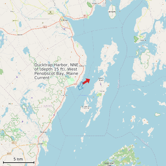 Map of Ducktrap Harbor, NNE of (depth 15 ft), West Penobscot Bay, Maine Current Prediction Station