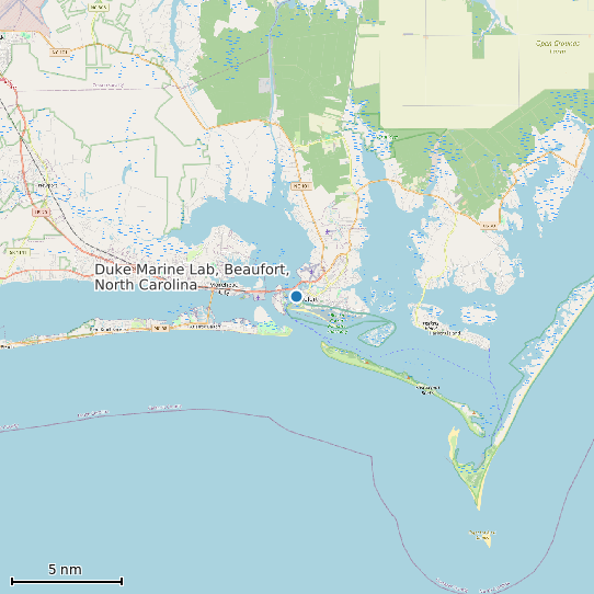Map of Duke Marine Lab, Beaufort, North Carolina Tide Prediction Station
