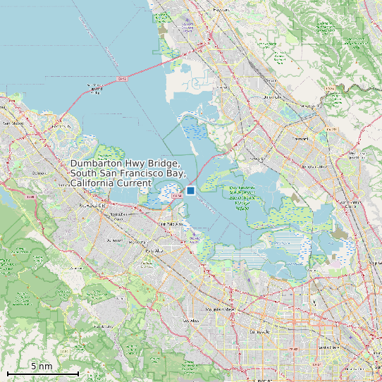 Map of Dumbarton Hwy Bridge, South San Francisco Bay, California Current Prediction Station