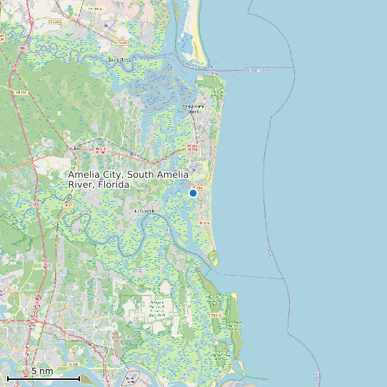 Map of Amelia City, South Amelia River, Florida Tide Prediction Station
