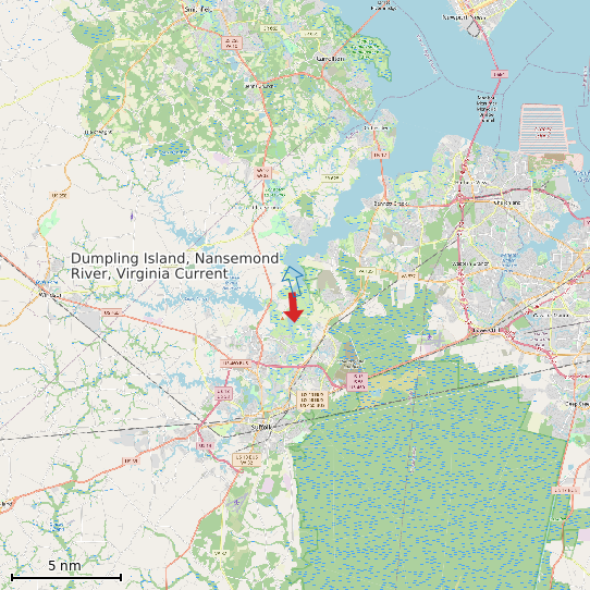 Map of Dumpling Island, Nansemond River, Virginia Current Prediction Station