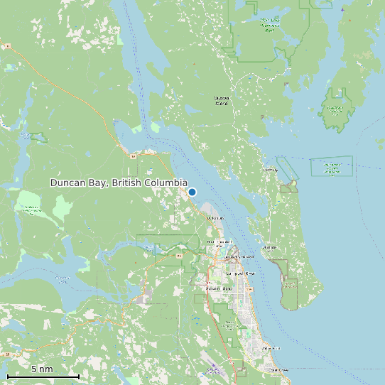 Map of Duncan Bay, British Columbia Tide Prediction Station