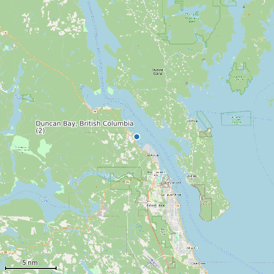 Map of Duncan Bay, British Columbia (2) Tide Prediction Station