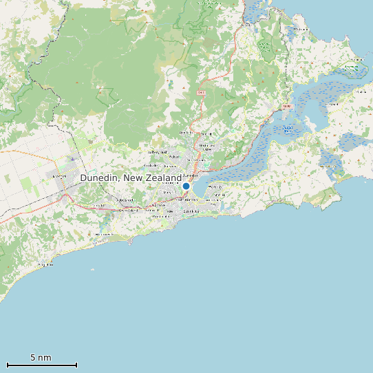 Map of Dunedin, New Zealand Tide Prediction Station