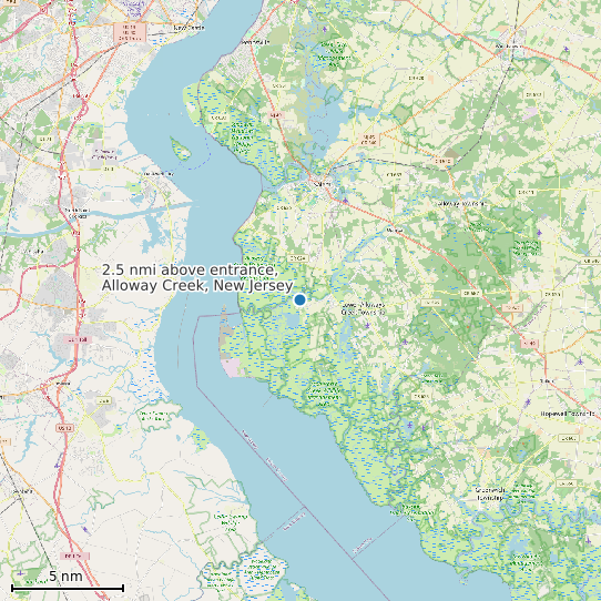 Map of 2.5 nmi above entrance, Alloway Creek, New Jersey Tide Prediction Station