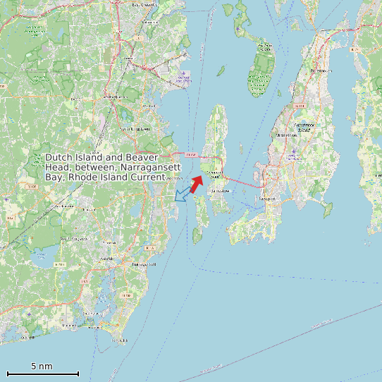 Map of Dutch Island and Beaver Head, between, Narragansett Bay, Rhode Island Current Prediction Station