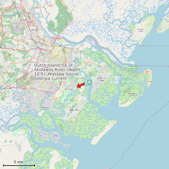 Map of Dutch Island, SE of, Skidaway River (depth 10 ft), Wassaw Sound, Georgia Current Prediction Station