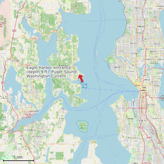 Map of Eagle Harbor entrance (depth 9 ft), Puget Sound, Washington Current Prediction Station