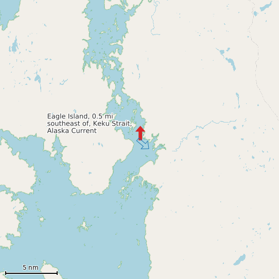 Map of Eagle Island, 0.5 mi southeast of, Keku Strait, Alaska Current Prediction Station