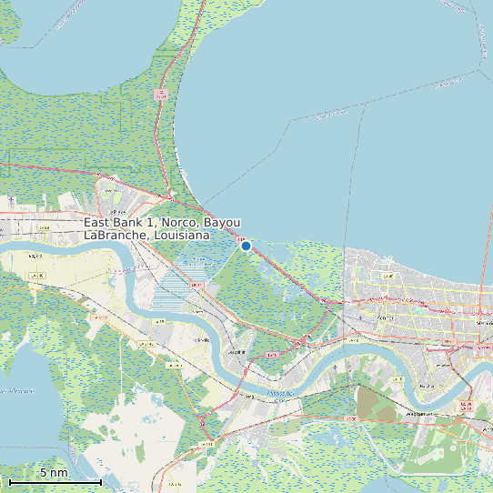 Map of East Bank 1, Norco, Bayou LaBranche, Louisiana Tide Prediction Station