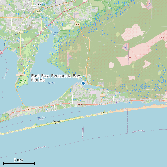 Map of East Bay, Pensacola Bay, Florida Tide Prediction Station