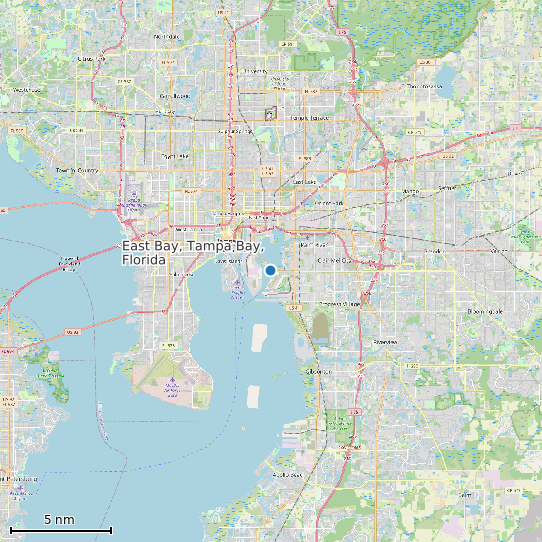 Map of East Bay, Tampa Bay, Florida Tide Prediction Station