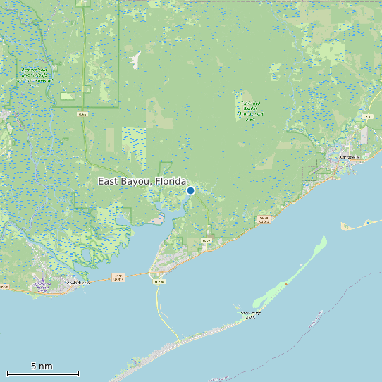 Map of East Bayou, Florida Tide Prediction Station