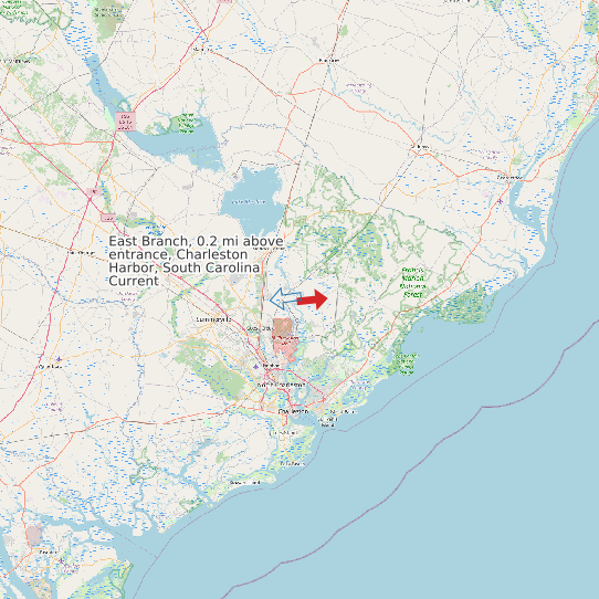 Map of East Branch, 0.2 mi above entrance, Charleston Harbor, South Carolina Current Prediction Station
