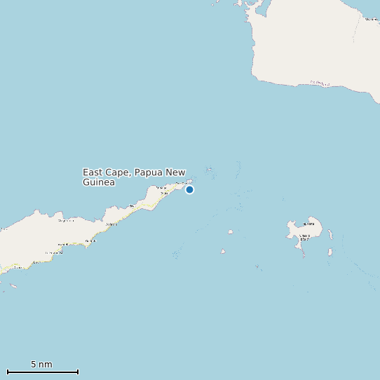 Map of East Cape, Papua New Guinea Tide Prediction Station