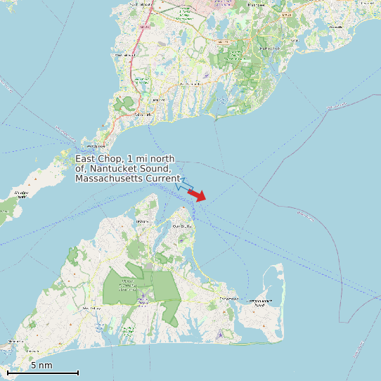 Map of East Chop, 1 mi north of, Nantucket Sound, Massachusetts Current Prediction Station