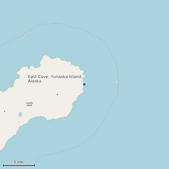 Map of East Cove, Yunaska Island, Alaska Tide Prediction Station