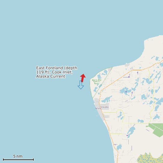 Map of East Foreland (depth 119 ft), Cook Inlet, Alaska Current Prediction Station