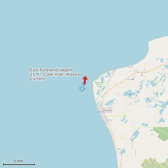 Map of East Foreland (depth 21 ft), Cook Inlet, Alaska Current Prediction Station