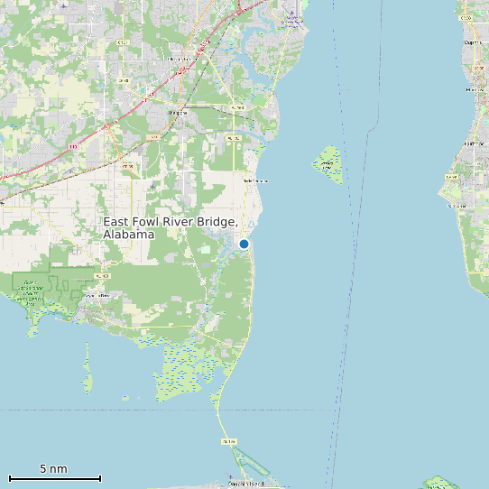 Map of East Fowl River Bridge, Alabama Tide Prediction Station
