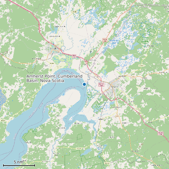 Map of Amherst Point, Cumberland Basin, Nova Scotia Tide Prediction Station
