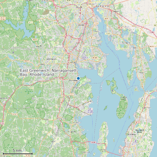 Map of East Greenwich, Narragansett Bay, Rhode Island Tide Prediction Station
