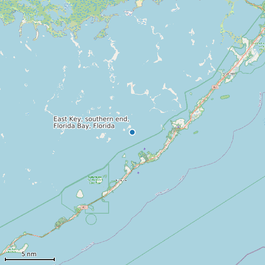 Map of East Key, southern end, Florida Bay, Florida Tide Prediction Station