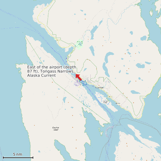 Map of East of the airport (depth 87 ft), Tongass Narrows, Alaska Current Prediction Station