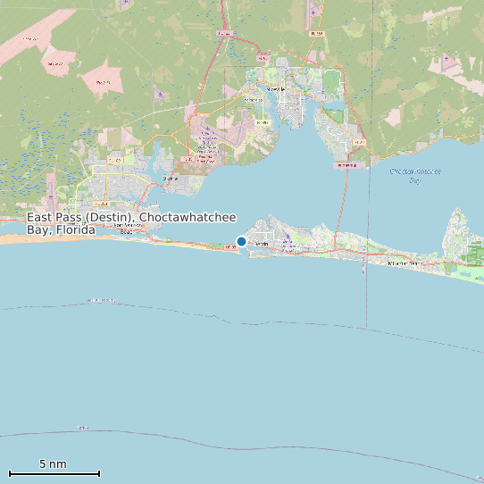 Map of East Pass (Destin), Choctawhatchee Bay, Florida Tide Prediction Station