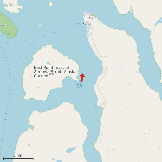 Map of East Point, east of, Zimovia Strait, Alaska Current Prediction Station