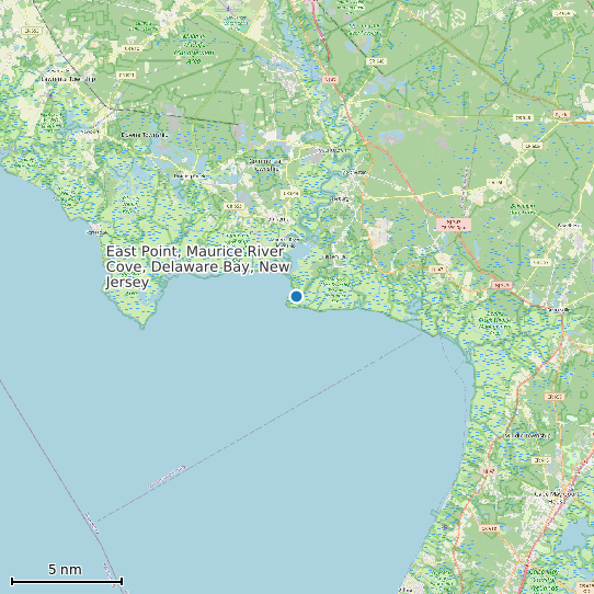 Map of East Point, Maurice River Cove, Delaware Bay, New Jersey Tide Prediction Station