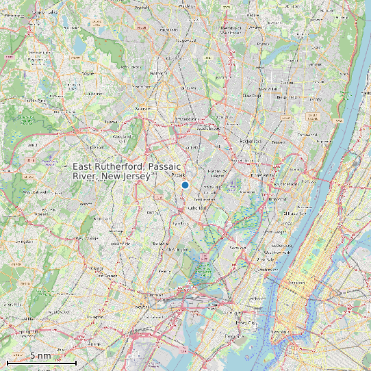 Map of East Rutherford, Passaic River, New Jersey Tide Prediction Station