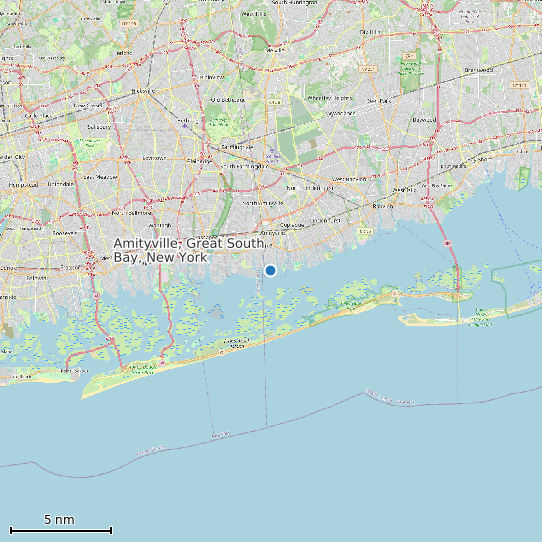 Map of Amityville, Great South Bay, New York Tide Prediction Station