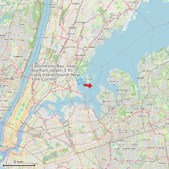 Map of Eastchester Bay, near Big Tom (depth 5 ft), Long Island Sound, New York Current Prediction Station