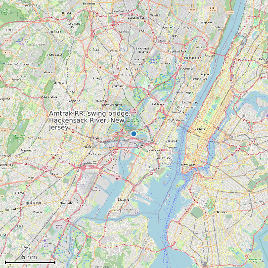Map of Amtrak RR. swing bridge, Hackensack River, New Jersey Tide Prediction Station
