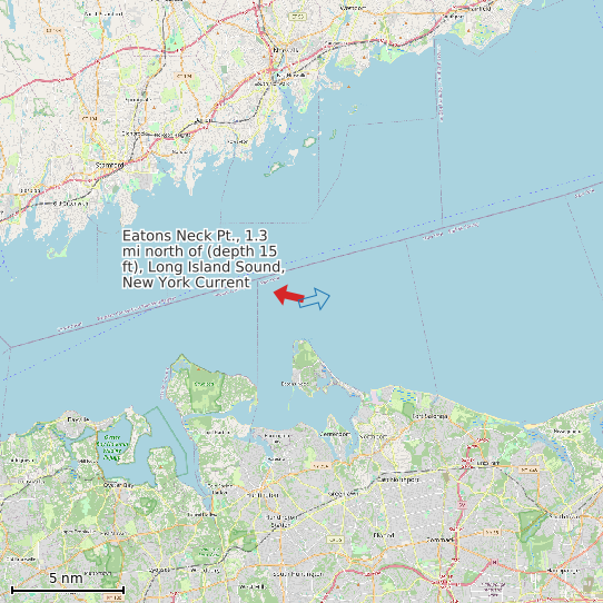 Map of Eatons Neck Pt., 1.3 mi north of (depth 15 ft), Long Island Sound, New York Current Prediction Station